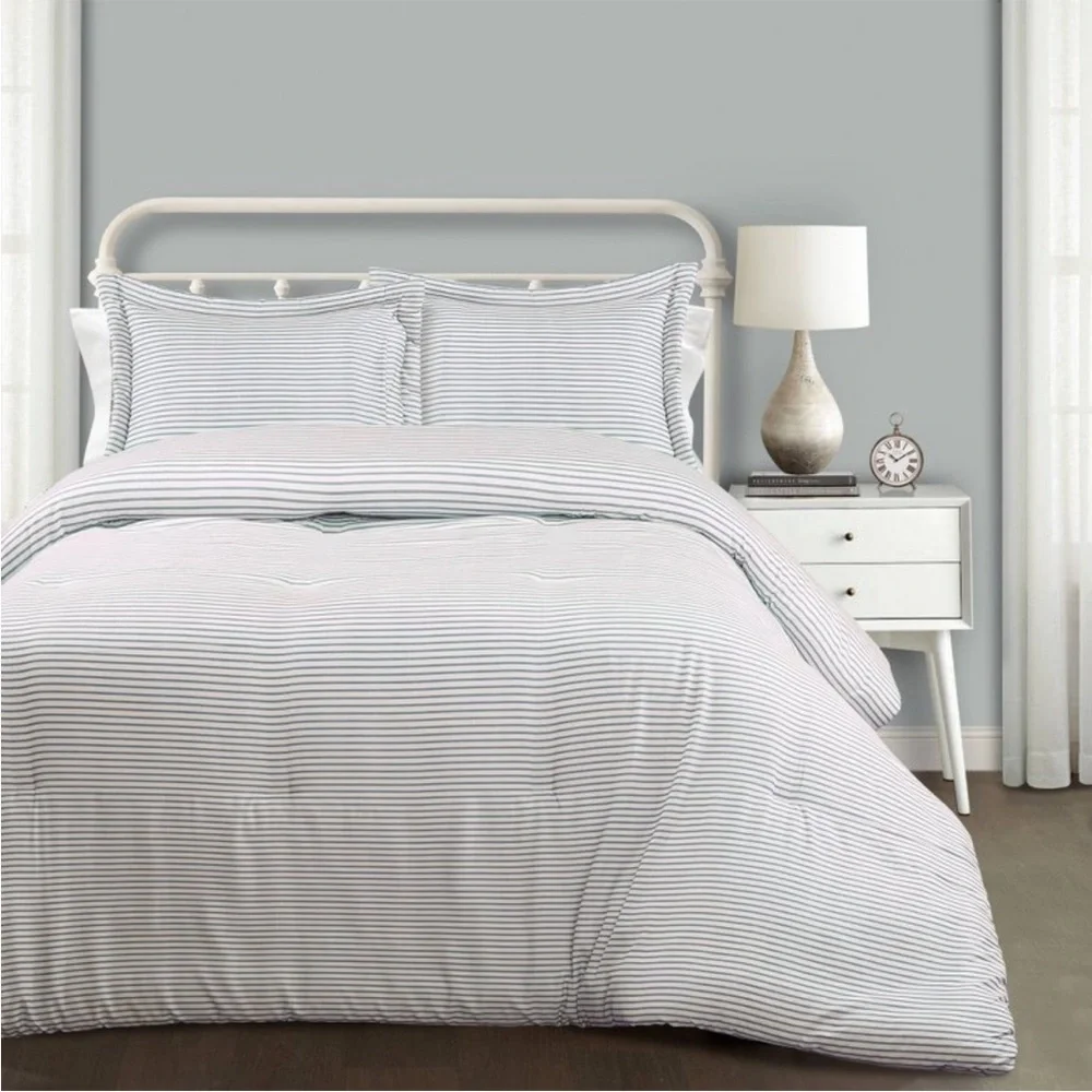 Lush Decor King Farmhouse comforter Set, Blue/White
